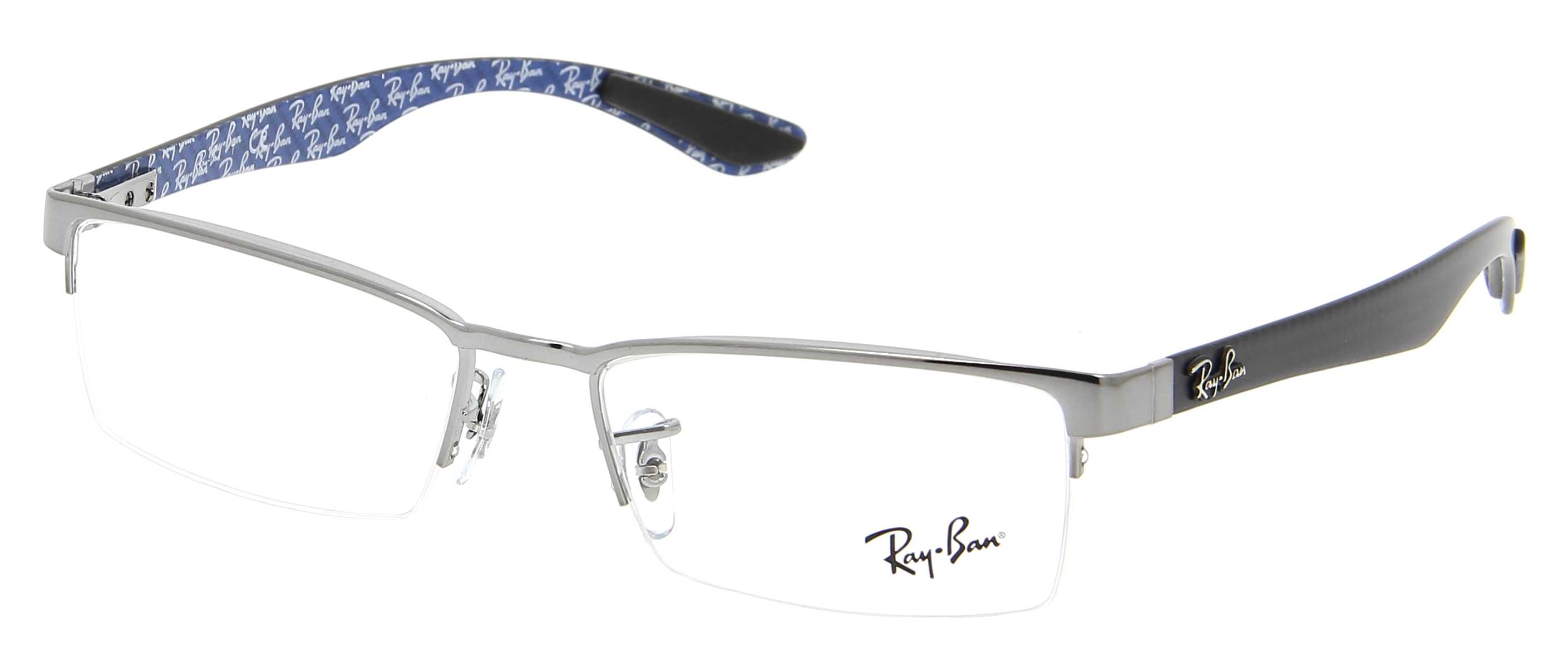 Eyeglasses Ray Ban Rx 8412 2502 54 17 Man Gun Rectangle Frames Semi Rimless Frame Classic